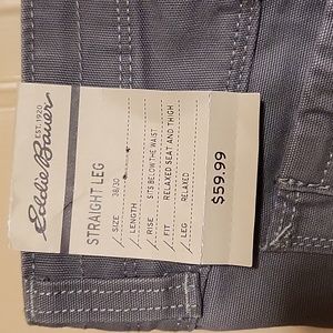 Eddie Bauer NWT Mens Straight Leg Pants Grey 38x30